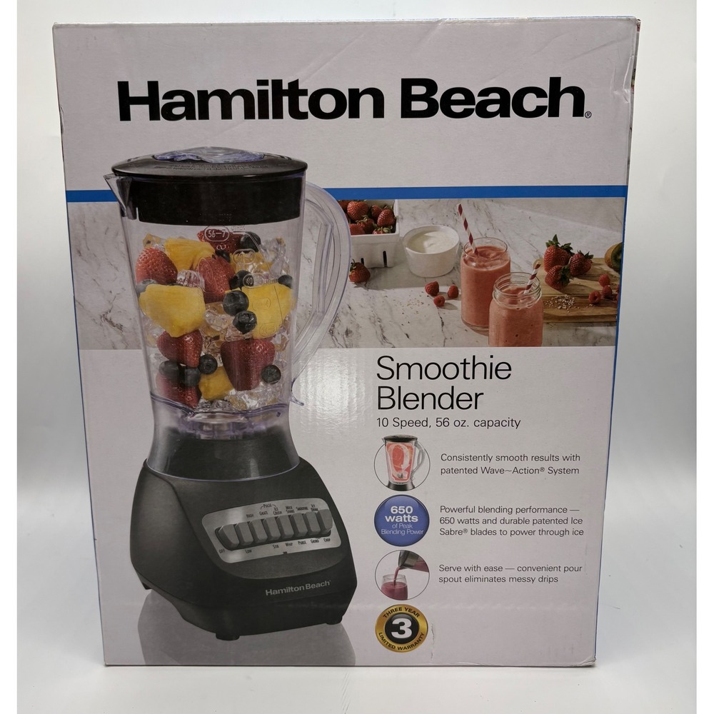 Hamilton Beach 50190 Smoothie Blender 10 Speed 56oz 650W Black New